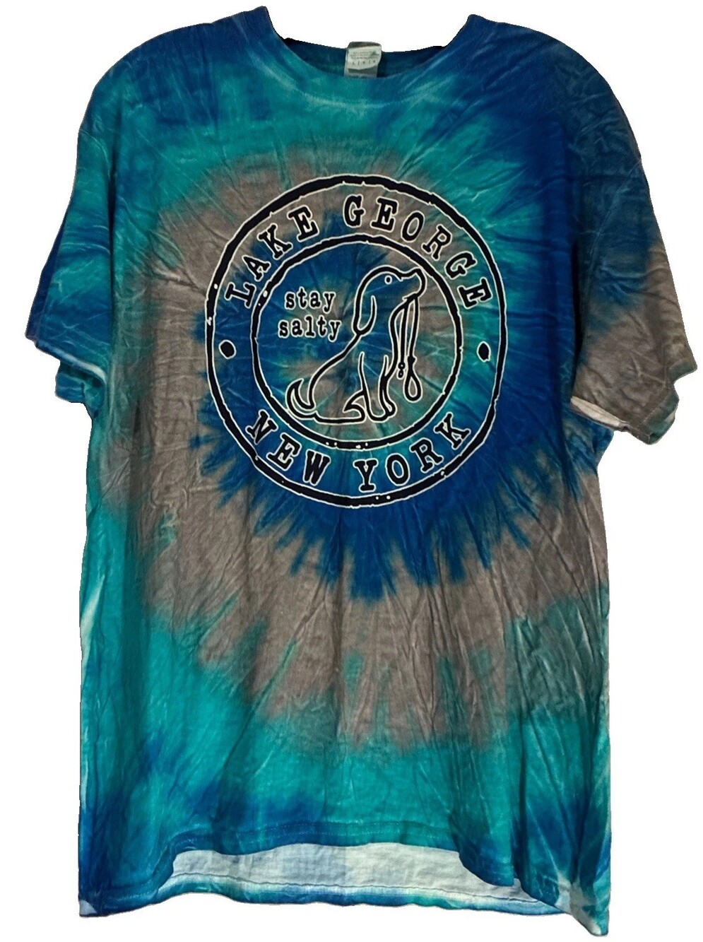 Lake George "Stay Salty" tie-dye graphic t-shirt